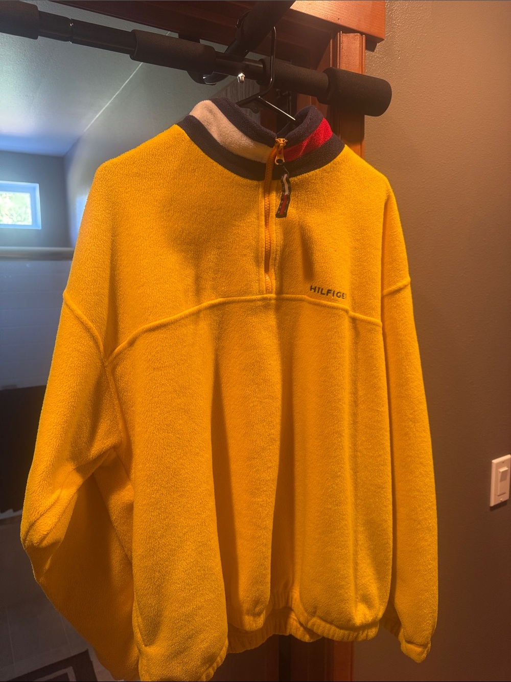 Tommy Hilfiger Yellow Half-Zip Fleece with Navy & Red Trim